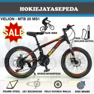Sepeda Gunung MTB VELION SALVO 20 inch Fork suspensi dan operan UNTUK ANAK 9 -14 TAHUN BONUS kaki botol