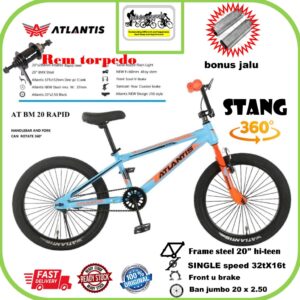 Sepeda BMX 20" Atlantis barong Ban jumbo Rem Torpedo dan stang rotor putar 360" BONUS jalu