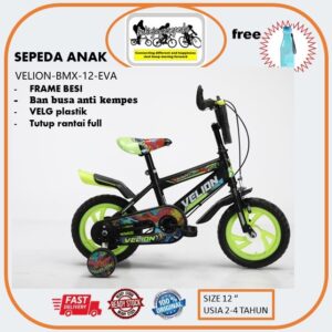 Sepeda anak BMX 12"  VELION Ban Busa EVA Boy  (anak usia 2 tahun - 4 tahun) BONUS botol air