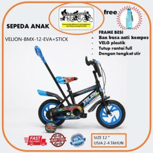 Sepeda anak BMX 12"  VELION ban busa EVA Fitur Tongkat stir (anak usia 2 tahun - 4 tahun) BONUS botol air