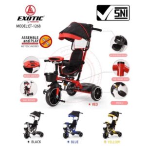 Sepeda Anak RODA TIGA EXOTIC ET sepeda stroller fitur MUSIK - kursi 2 arah - tongkat setir - kanopy