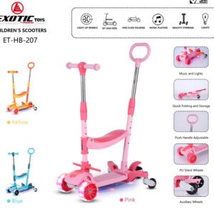 Skuter Anak EXOTIC HB-207 Otopet dengan music dan lampu fitur 3in1 duduk , dorong dan berdiri