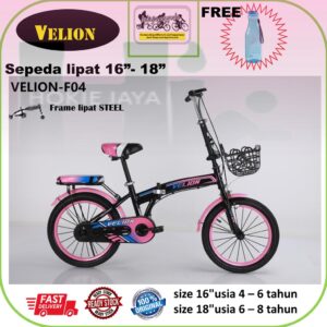 SEPEDA LIPAT ANAK 16" VELION - SALVO  dengan kranjang BONUS BOTOL MINUM SOFTDRINK
