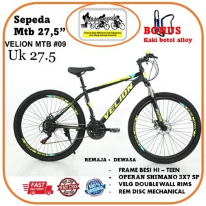 SEPEDA GUNUNG MTB 27,5 " VELION - SALVO  MTB operan 3 x 7 SPEED - Rem DISC - BB bearings HARGA PROMO Bonus Kaki botol