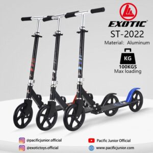 EXOTIC SKUTER OTOPED 2 RODA ST2022 Allumunium / HB305 STEEL / HB 512 Steel DENGAN REM KAKI MAKSIMAL BEBAN SAMPAI 100KG