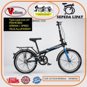 Sepeda Lipat VELION Single Speed FOLDING TERMURAH UNTUK REMAJA - DEWASA BONUS BUSA JOK