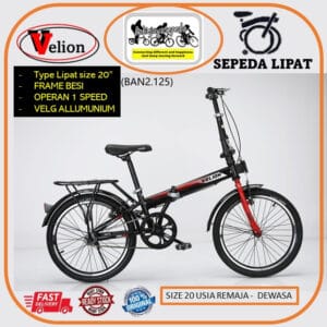 Sepeda Lipat VELION Single Speed FOLDING TERMURAH UNTUK REMAJA - DEWASA BONUS BUSA JOK