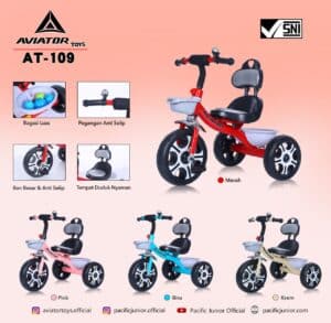 Sepeda Roda tiga AVIATOR AT 109 roda EVA / bangku senderan BONUS bel bebek