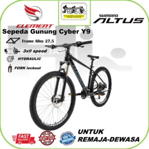 Sepeda Gunung 27,5 ELEMENT CYBER Y9 frame alloy inner cable -  Shimano altus 3x9 speed - rem disc hydraulic