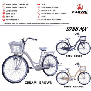 EXOTIC Sepeda Mini 26" 9788 MX ORIGINAL DAN TEBAL  Dengan Keranjang dan fitur kunci stang Dewasa Perempuan