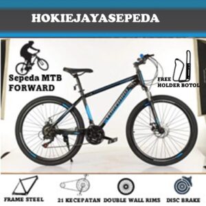 SEPEDA GUNUNG FORWARD 26"  Material steel - 3 x 7 SPEED - disc brake - BB bearings bonus kaki botol (Usia Remaja - dewasa)