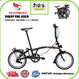 Element Sepeda Lipat Folding Bike Pikes Gen 2 CENTRAL JAVA 16x13/8 bonus tas front block