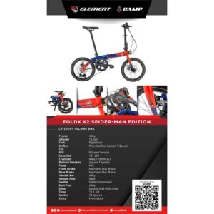 PROMO Sepeda lipat 16" plus ELEMENT FOLD X SPIDERMAN Frame alloy - sensah 9 speed - REM DISC