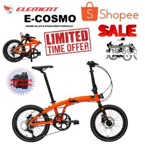 Sepeda Lipat 20" ELEMENT e-cosmo Edisi Shopee frame alloy- 8 speed- rem hydraulic BONUS tas dan botol LIMITED EDITION